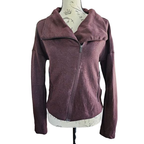 Stella McCartney -911 by Adidas Heartracer Full Zip Moto Style Jacket Burgundy S - Picture 4 of 13